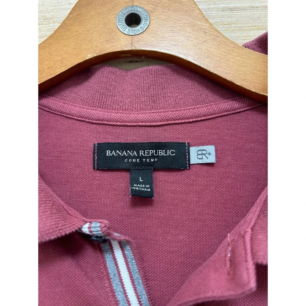 Banana Republic Core‎ Temp Polo Shirt Mens Large Burgundy Short Sleeve